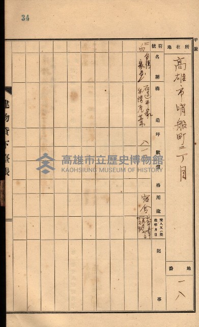 州所屬建物貸下臺帳（高雄州）藏品圖，第69張