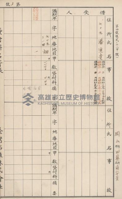 臺灣拓殖株式會社田寮貸付料名寄帳藏品圖，第69張