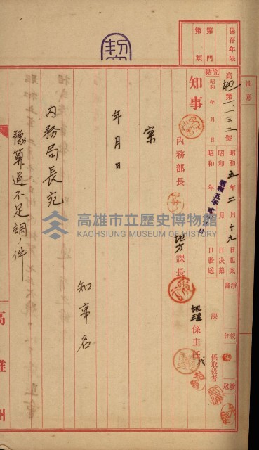 官有地整理費豫算關係書類
（地理系）藏品圖，第437張