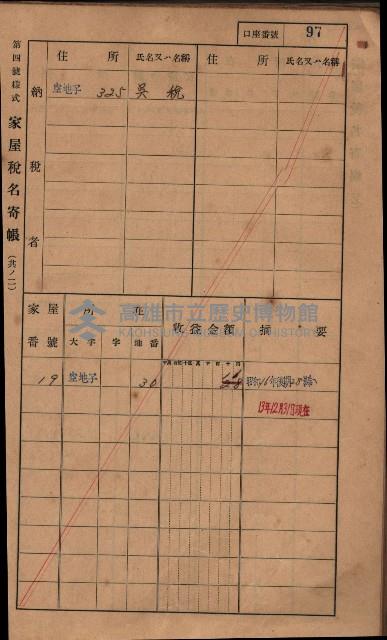 高雄州鳳山郡小港庄塩水港、中大厝、空地子
家屋稅名寄帳（一冊之內第一號）藏品圖，第129張
