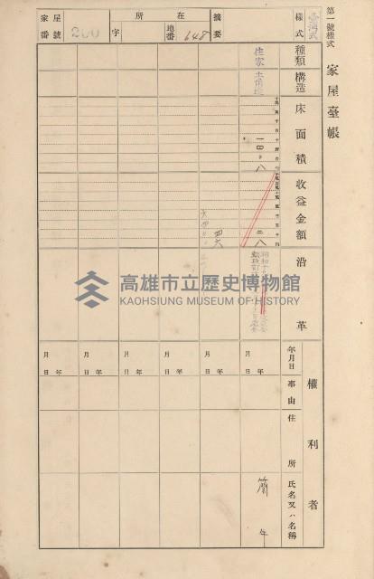 鳳山郡大寮庄拷潭家屋臺帳（一冊之內第一號）藏品圖，第129張