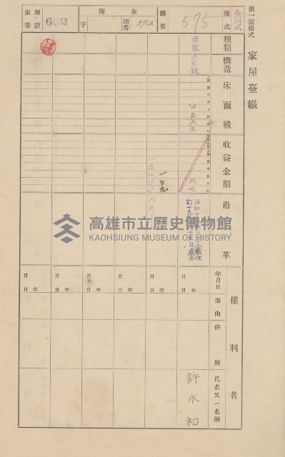 鳳山郡仁武庄翠屏村二之二家屋臺帳
（四冊之內第四號）藏品圖，第129張