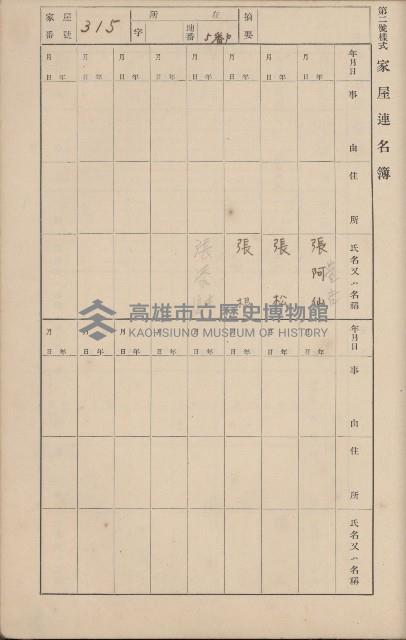 鳳山郡鳥松庄田草埔家屋臺帳
（二冊之內第二號）藏品圖，第129張