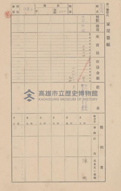 鳳山郡大寮庄翁公園家屋臺帳（三冊之內第二號）藏品圖，第129張