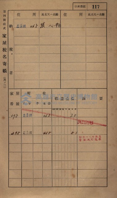 高雄州鳳山郡小港庄鳳鼻頭家屋稅名寄帳
（一冊之內第一號）藏品圖，第129張