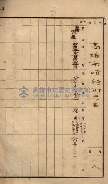 州所屬建物貸下臺帳（高雄市）藏品圖，第29張