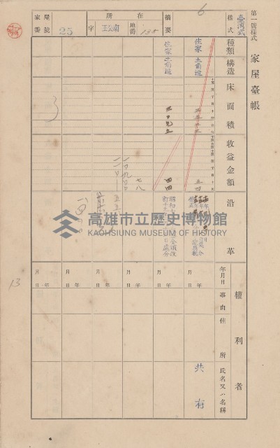 鳳山郡林園庄王公廟家屋臺帳（三冊之內第一號）藏品圖，第29張