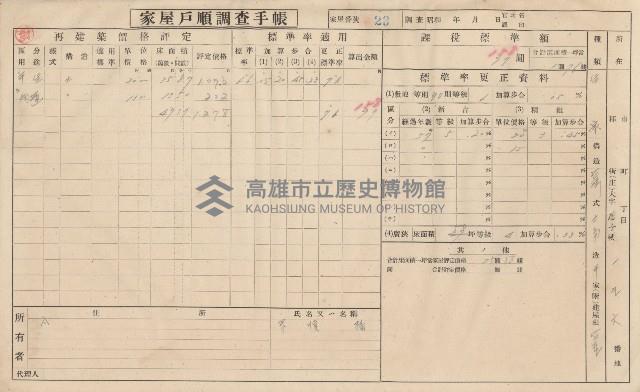 小港庄空地子、店子後家屋戶順調查手帳
（一冊之內一）藏品圖，第29張