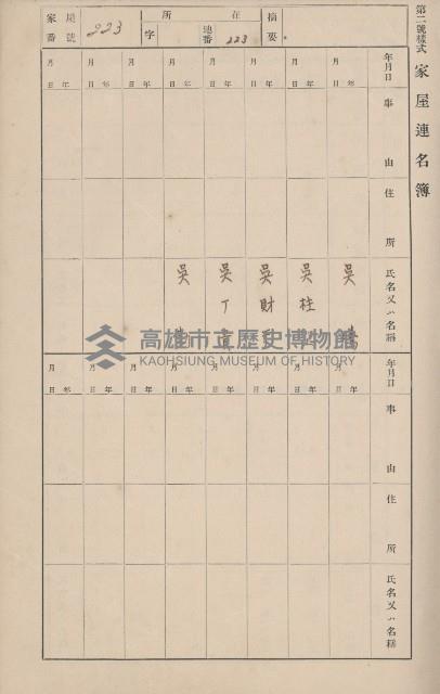 鳳山郡鳥松庄田草埔家屋臺帳
（二冊之內第二號）藏品圖，第29張