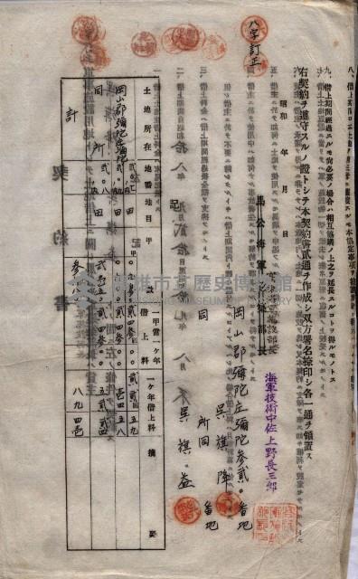 海軍土地借上契約書
（施設部長印捺印済）藏品圖，第609張