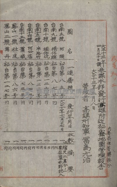 祕密地圖ニ關スル書類（高雄州）藏品圖，第110張