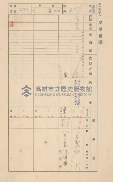 鳳山郡仁武庄翠屏村二之二家屋臺帳
（四冊之內第四號）藏品圖，第109張