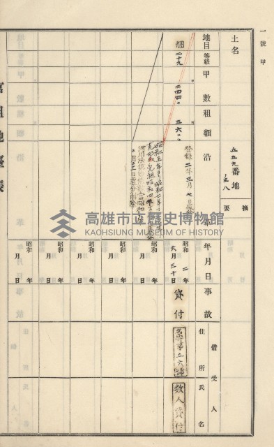旗山街官租地臺帳（二冊之內第一號）藏品圖，第109張