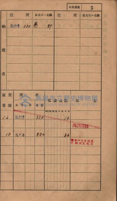 高雄州鳳山郡小港庄塩水港、中大厝、空地子
家屋稅名寄帳（一冊之內第一號）藏品圖，第9張