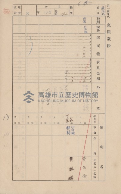 鳳山郡林園庄王公廟家屋臺帳（三冊之內第一號）藏品圖，第9張
