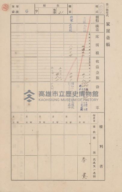 鳳山郡大樹庄九曲堂家屋臺帳（二冊之內第一號）藏品圖，第9張