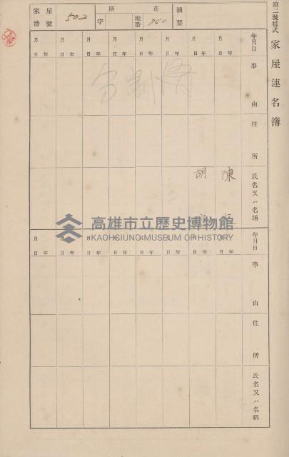 鳳山郡仁武庄翠屏村二之二家屋臺帳
（四冊之內第四號）藏品圖，第9張