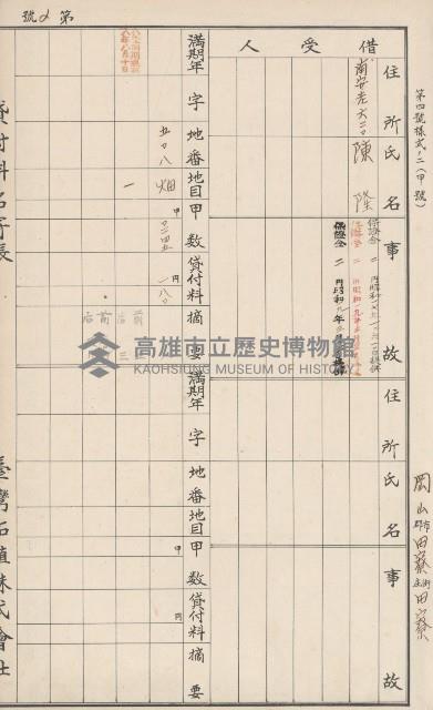 臺灣拓殖株式會社田寮貸付料名寄帳藏品圖，第9張