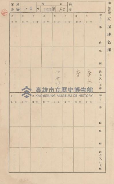 鳳山郡林園庄港子埔家屋臺帳（三冊之內第三號）藏品圖，第9張