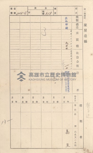 鳳山郡林園庄林子邊家屋臺帳（二冊之內第二號）藏品圖，第9張