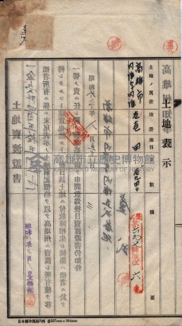 州買收地調書－登記濟証綴
（左營、埤子頭、前峰尾、內惟）藏品圖，第219張