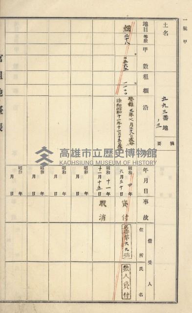 旗山街官租地臺帳（二冊之內第一號）藏品圖，第119張