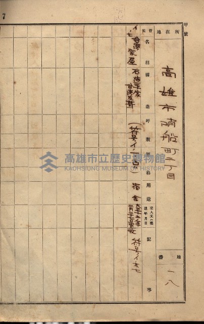 州所屬建物貸下臺帳（高雄市）藏品圖，第19張