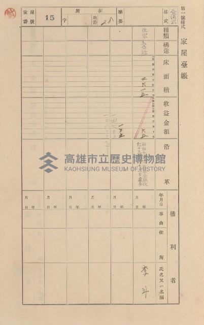 鳳山郡小港庄空地子家屋臺帳（一冊之內第一號）藏品圖，第19張