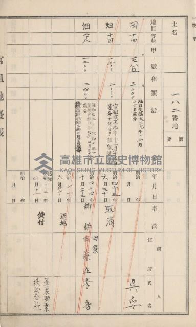 田寮庄官租地臺帳（全一冊）藏品圖，第18張