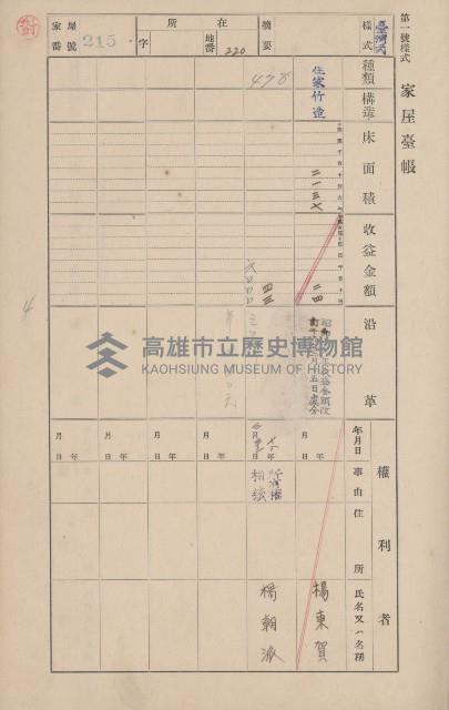 鳳山郡鳥松庄田草埔家屋臺帳
（二冊之內第二號）藏品圖，第19張