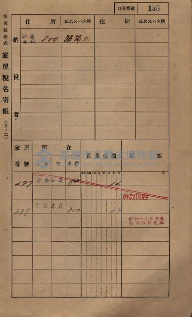 高雄州鳳山郡大寮庄赤崁家屋稅名寄帳
（三冊之內第一號）藏品圖，第159張