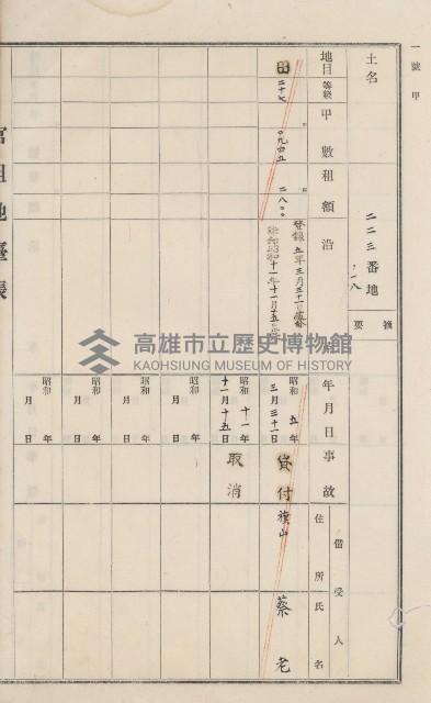旗山街官租地臺帳（二冊之內第一號）藏品圖，第159張