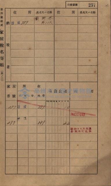 高雄州鳳山郡林園庄潭頭家屋稅名寄帳
（二冊之內第二號）藏品圖，第59張