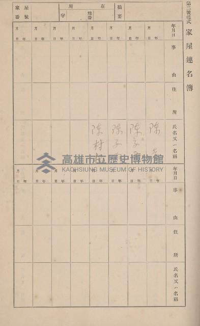 鳳山郡大寮庄山子頂家屋臺帳（三冊之內第三號）藏品圖，第59張