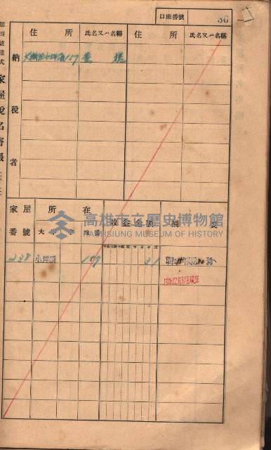 高雄州鳳山郡大樹庄小坪頂家屋稅名寄帳
（三冊之內第一號）藏品圖，第59張