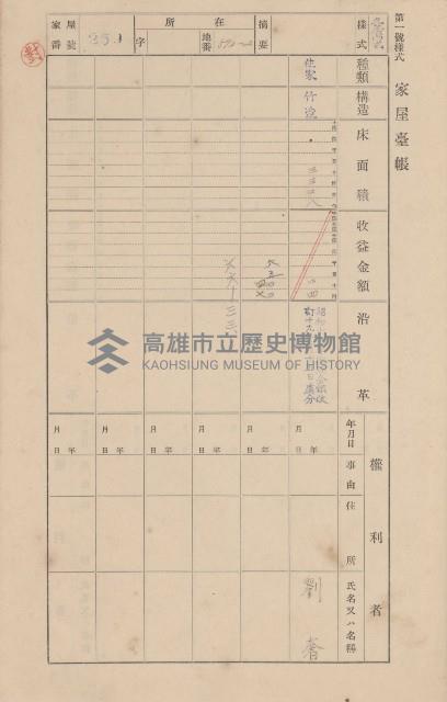 鳳山郡大寮庄翁公園家屋臺帳（三冊之內第二號）藏品圖，第59張