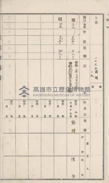 田寮庄官租地臺帳（全一冊）藏品圖，第48張
