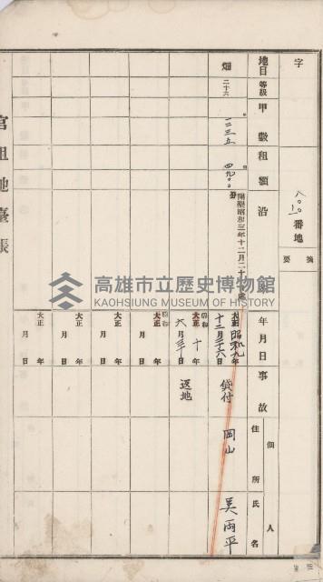 岡山街官租地臺帳（第六號）藏品圖，第49張