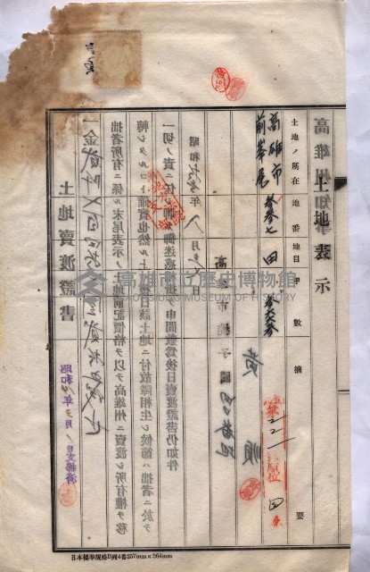 州買收地調書－登記濟証綴
（左營、埤子頭、前峰尾、內惟）藏品圖，第99張