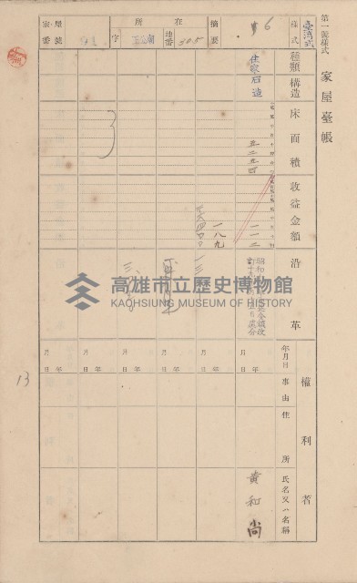 鳳山郡林園庄王公廟家屋臺帳（三冊之內第一號）藏品圖，第99張