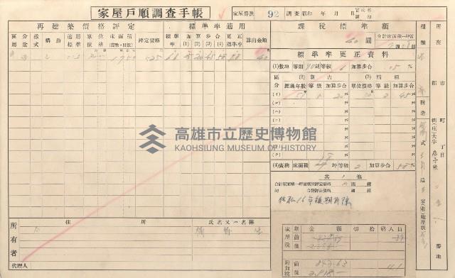 小港庄空地子、店子後家屋戶順調查手帳
（一冊之內一）藏品圖，第99張