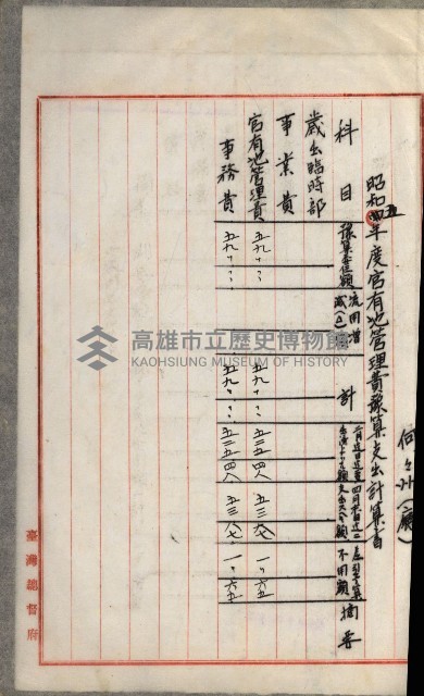 官有地整理費豫算關係書類
（地理系）藏品圖，第407張