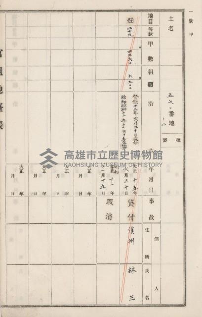 旗山街官租地臺帳（二冊之內第二號）藏品圖，第289張