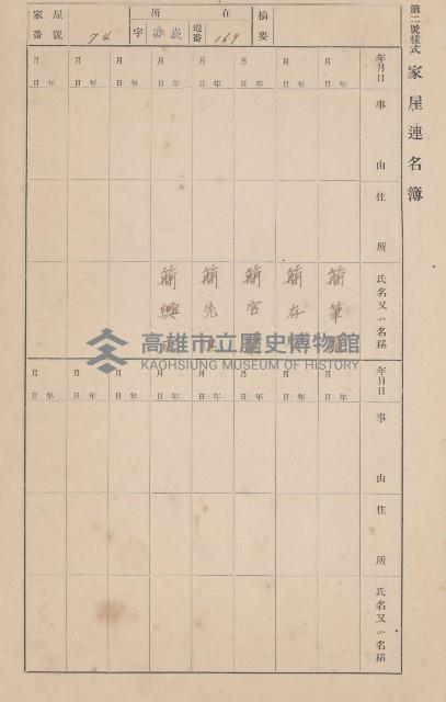 鳳山郡大寮庄赤崁家屋臺帳（四冊之內第一號）藏品圖，第89張