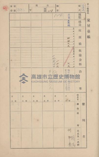 鳳山郡鳥松庄田草埔家屋臺帳
（二冊之內第二號）藏品圖，第139張