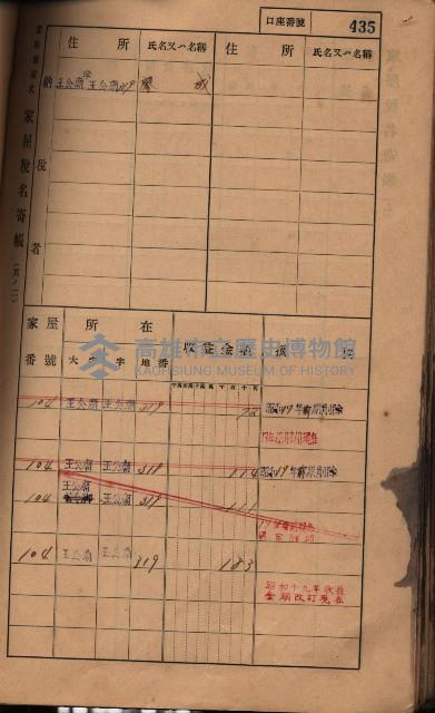 高雄州鳳山郡林園庄王公廟家屋稅名寄帳
（三冊之內第三號）藏品圖，第39張