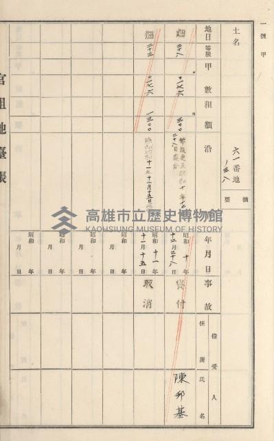 旗山街官租地臺帳（二冊之內第二號）藏品圖，第39張