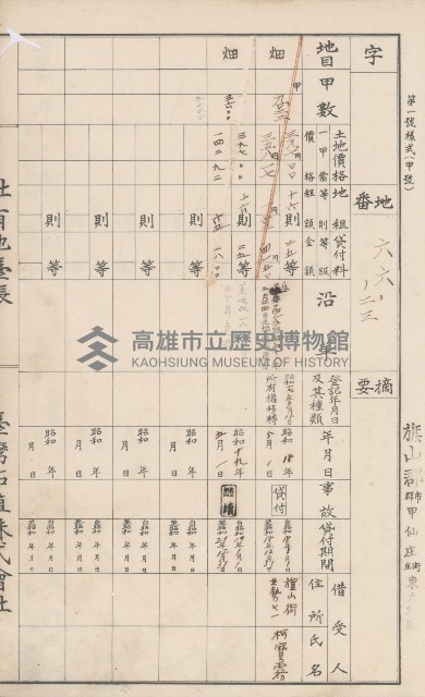 臺灣拓殖株式會社甲仙社有地臺帳（二之二）藏品圖，第39張