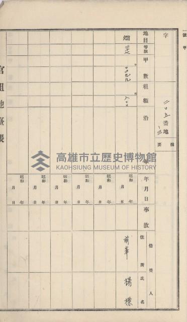 岡山街官租地臺帳（第六號）藏品圖，第39張