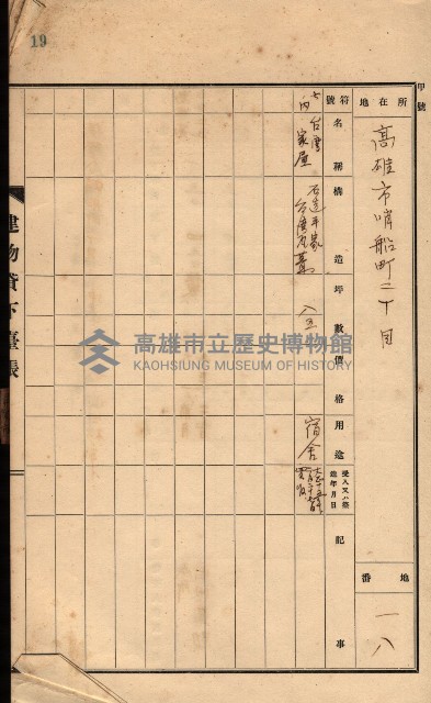 州所屬建物貸下臺帳（高雄州）藏品圖，第39張